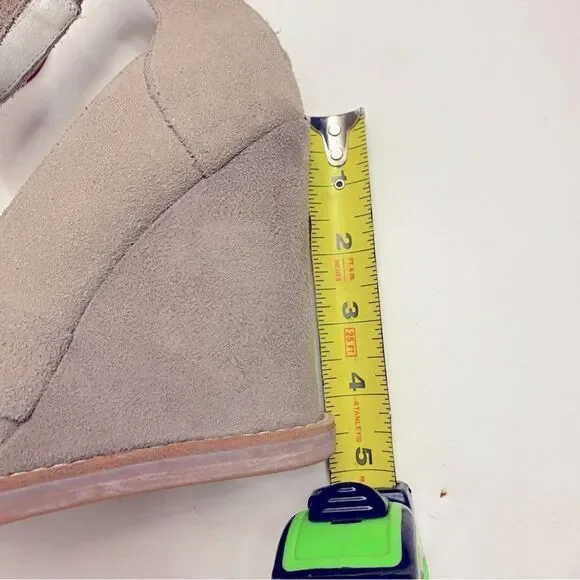 Jeffrey Campbell Dakota leather Suede tan nude Wedge sandal pumps size 8 - Picture 7 of 8